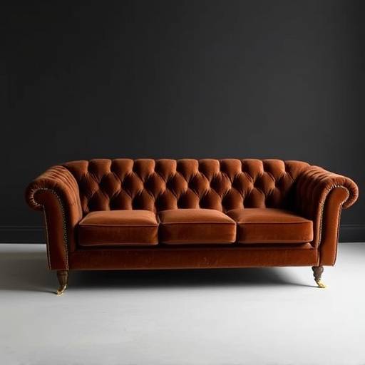 Custom-designed velvet sofa with tufted detailing